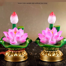 2pcs 5.5inch Led Light Lotus Lamp Buddhist Prayer Room Buddha Decorate