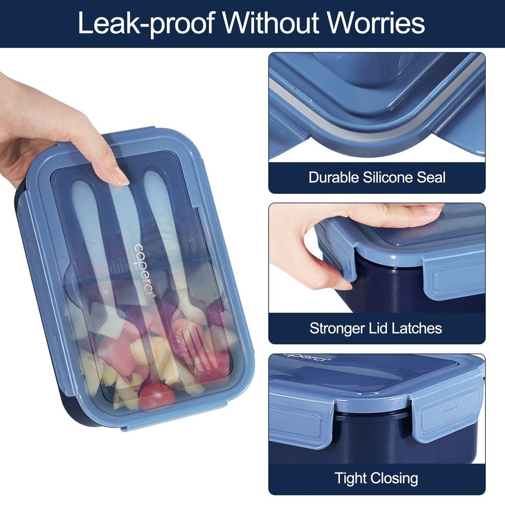 Leakproof Classic Bento Box for Adults & Older Kids - 47oz 3-Compartment Lunch Container