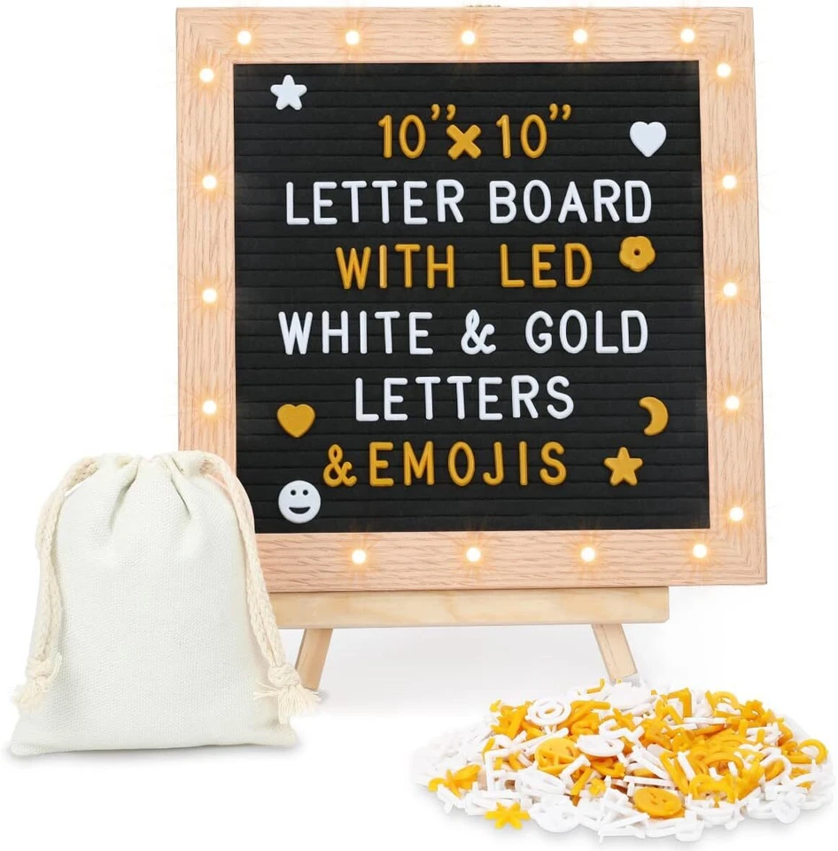 Tuffen Felt Letter Board +LED Lights 10x10" Changeable Message Board with Stand - Image 3 of 4