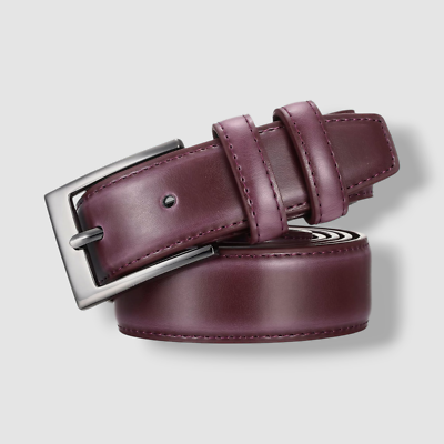 Mio Marino - CLASSY TWO-TONED PRONG BUCKLE BELT Burgundy / 44