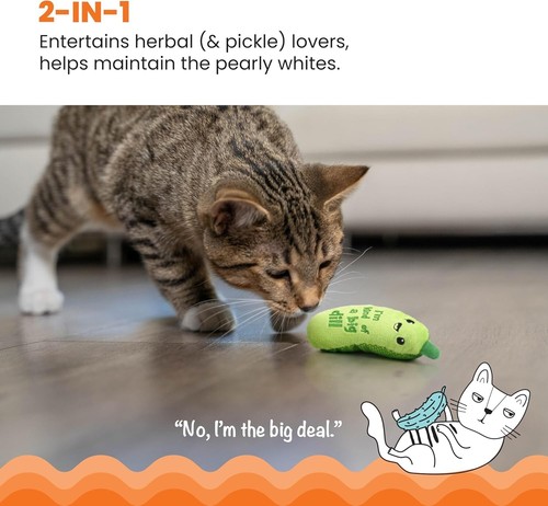 Crunchy Pickle Kicker Dental Catnip Cat Toy 6.5 x 2.2 inches - Picture 4 of 6