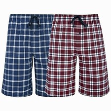 2X Hanes Men  s Woven Stretch Pajama Shorts 2 Pack Red Navy Cotton Small Total 4