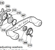 Shimano Part # BNT2117 Handle Nut Fits Most Reels Curado 200E5,6,7, Core 100MG..