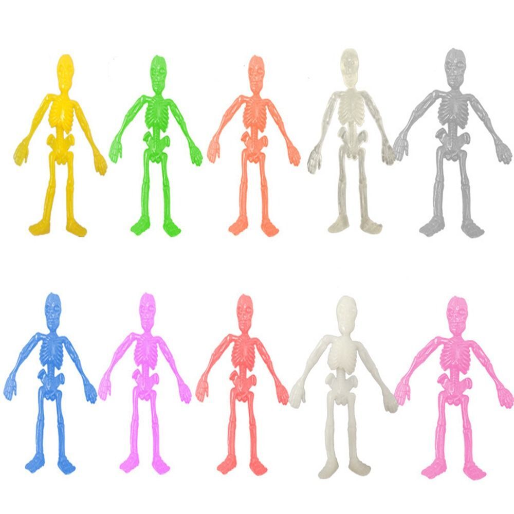 10Pcs TPR Halloween Skeletons Relief Toy Stretchy Skeleton Bulk Set