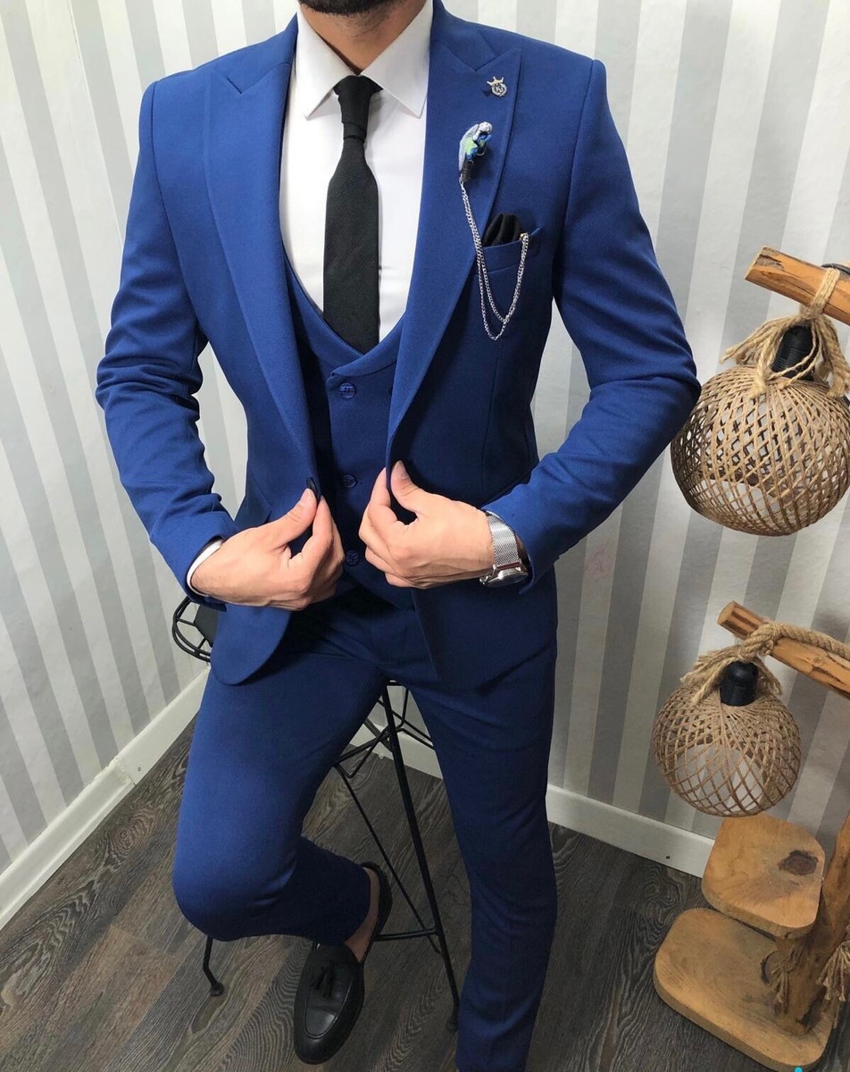 Abito uomo blu Con gilet doppiopetto- Primavera Estate