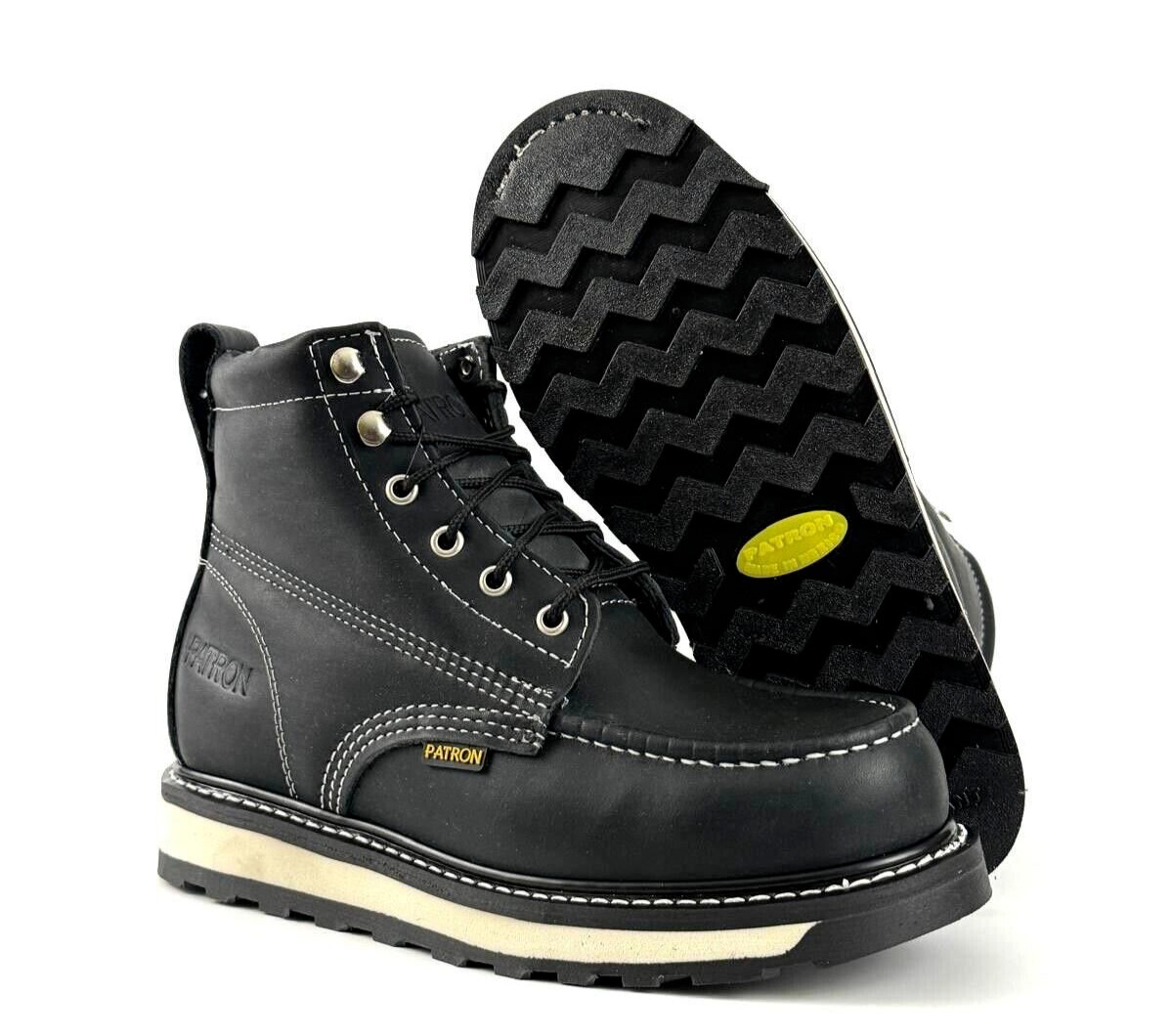 MENS WORK BOOTS MOC TOE GENIUNE LEATHER 6' HEIGHT WATER AND OIL RESISTANT BOTAS