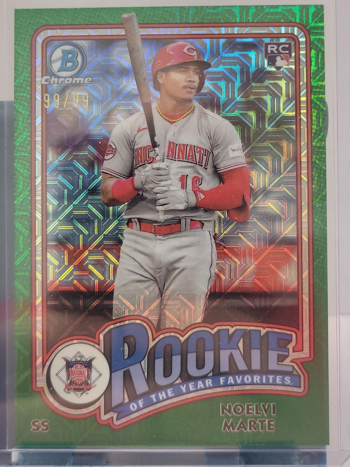 2024 Bowman Mojo Chrome Rookie of the Year Favorites  Noelvi Marte Green 99/99