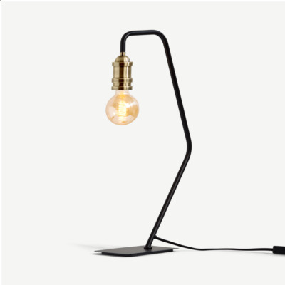 MADE.com Starkey Tischlampe/minimalistische Glühbirne Schreibtisch Arbeitsleuchte - Schwarz & Messing