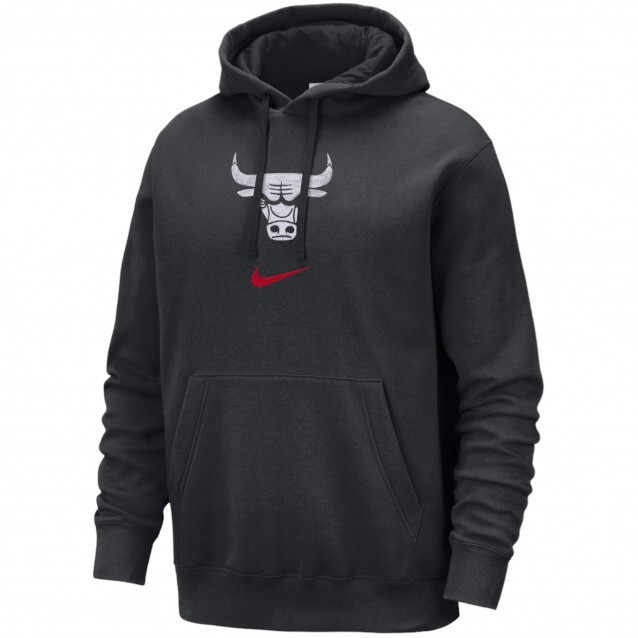 FELPA NIKE Chicago Bulls CE Club Fleece PO Hoodie FB4816-010 BLACK WHITE LOGO