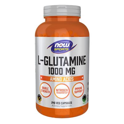 NOW FOODS L-Glutamine Double Strength 1000 mg 240 Veg Capsules