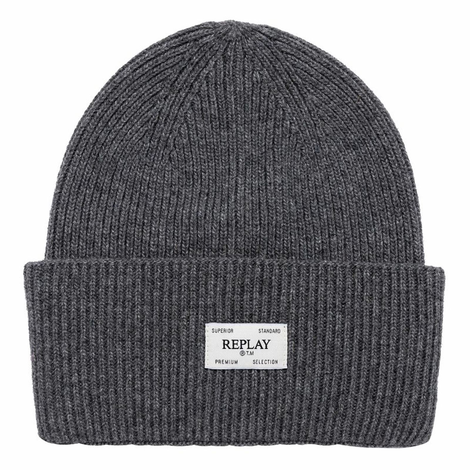 REPLAY cap Beanie DK Gray Melange