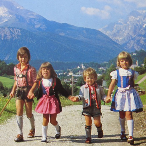 German Kids in the Mountain Range Post Card Vintage 1980's