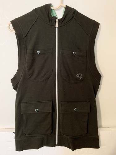 RARE Rocawear Y2k Mens Vest Jacket Hoodie Dark Green L Spellout Hip Hop Skater - Picture 2 of 9