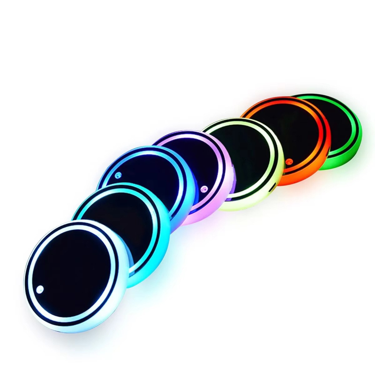 2 stks LED Bekerhouder, Solar LED Auto Onderzetters Cup Pad Houder met 7 Kleuren Lichten USB Auto Fles Bodem Mat voor Drank Coaster Accessoires Interieur Decoratie