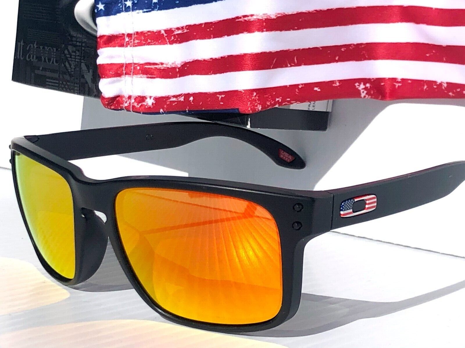 NEW Oakley BATWOLF Black Matte USA Flag POLARIZED Galaxy Ruby