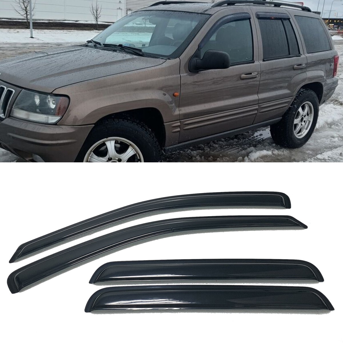 Smoke Window Visors Sun Vent Shade Rain Guard Fit Jeep Grand