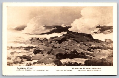 c1920 RPPC WINSLOW HOMER PAINTING ANDOVER MASS PHILLIPS ACADEMY EASTERN POINT