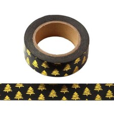 Black With Gold Foil Christmas Tree Washi Tape Decorative Masking Stick on Trim