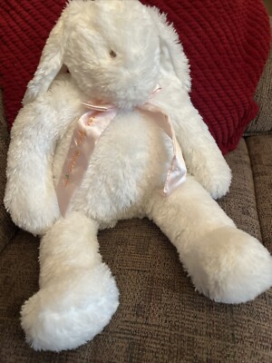 Bunnies By The Bay White Plush Stuffed Animal Carrot Bow Shaggy Floppy 16''