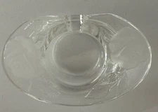 Glass Crystal Frosted Rose Candle Holder Trinket Dish Stamped France Durand Vtg