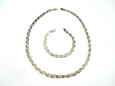 Top Designer Armband + Collier Set 925 Sterling Silber Silver Chain 70s italy