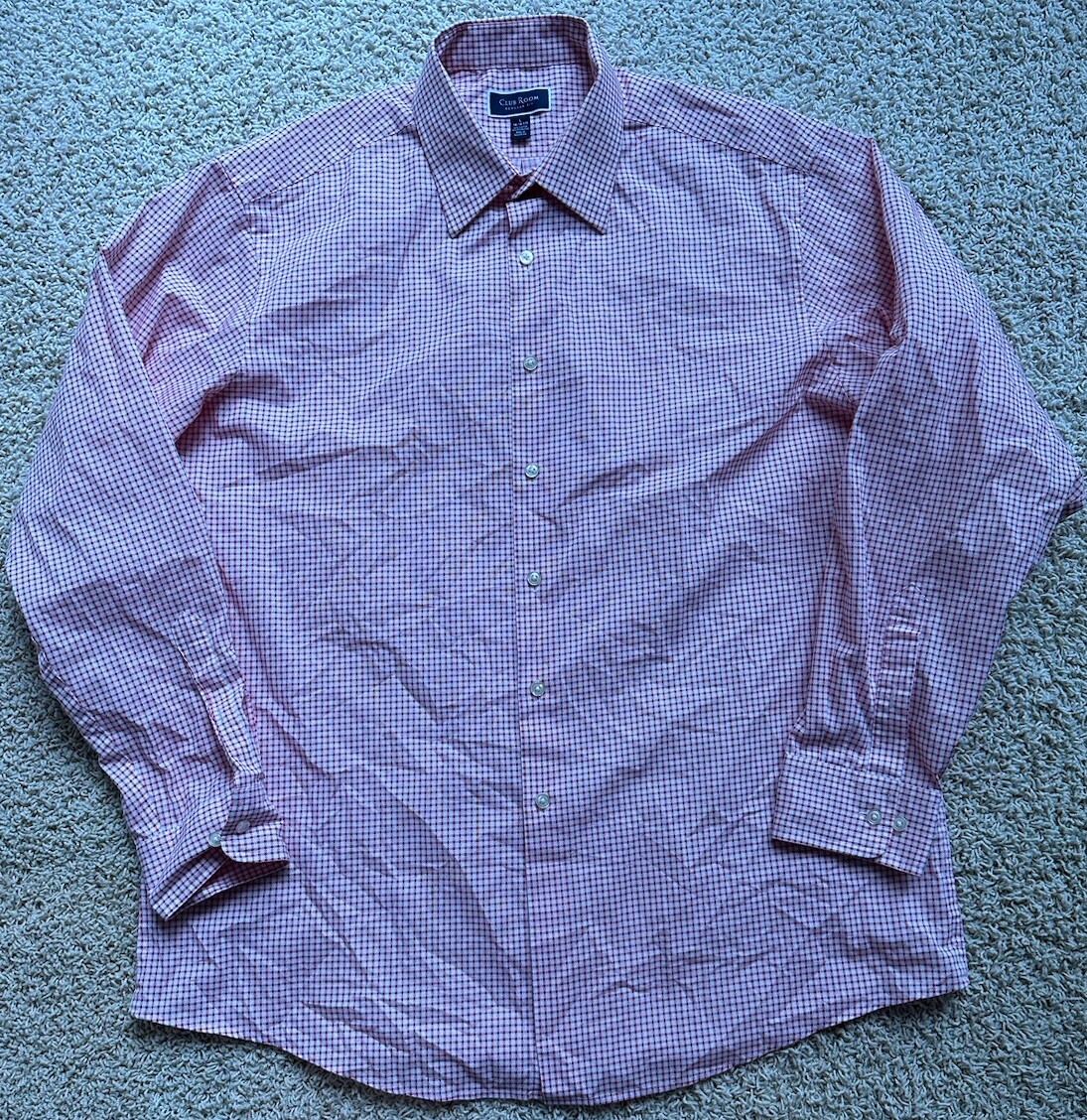 16.5 dress shirt size Men’s Club Room Red Check Dress Shirt Size L 16-16.5