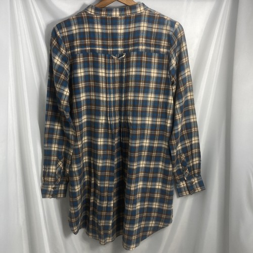 Wrangler Womens Shirt Western Flannel Plaid Small Wrancher Lace Blue Brown New - Picture 6 of 6