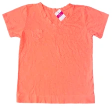 FRESH PRODUCE XL Sunset Orange $56 Heritage Cotton Fem Logo V Neck Top NWT XL