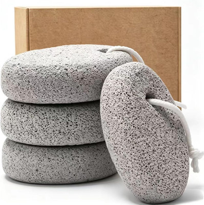 4-Pack Natural Pumice Stone for Feet, Borogo Lava Pedicure Tools Hard Skin Callu