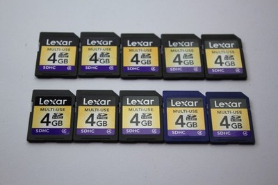 Lot of 10 Lexar 4GB SDHC Memory Cards - SD Cards Class 4