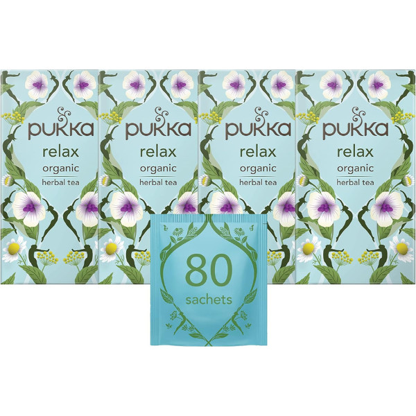 Pukka Herbs Relax Organic Tea, with Chamomile, Cardamom & Fennel (4 Pack)