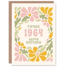 Vintage Retro Pastel Floral Her Born 1964 Aged 61 Years Old 61st Birthday Card