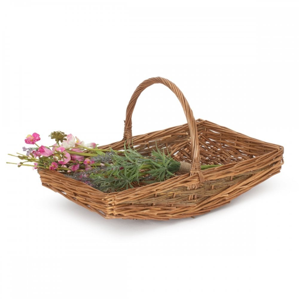 Small Unpeeled Willow Garden Trug Veg Flower Harvesting Basket 44 x 27 x 9 cm