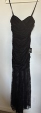 Lulus Black Lace Tiered Dress Size Medium  top lined bottom see-through NWT