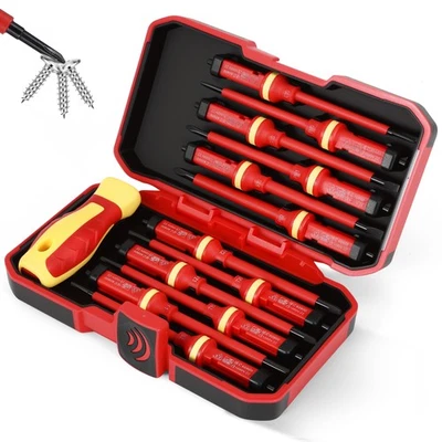 ISOLIERT, MAGNETISCH 13er VDE Schraubendreher Set isoliert Elektro Schraubenzieher Werkzeugtasche
