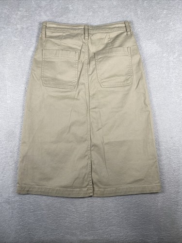 St. John's Bay Modest Midi Skirt Women's 4 Beige Khaki Stretch Pockets - Picture 8 of 8
