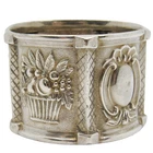 ORNATE 1850'S STERLING SILVER .925 FLORAL MONOGRAM ROUND DETAILED NAPKIN RING
