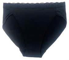 Natori SMALL Finishing Touch Lace Trim Hi Cut Brief Panty NWOT 7723365 Black