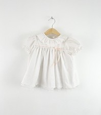 Vtg 90s White Eyelet Ruffle Baby Girl Dress 18 Months