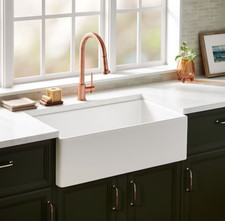 Signature Hardware 33in Farmhouse Apron Front Fireclay Kitchen Sink Hot Sale