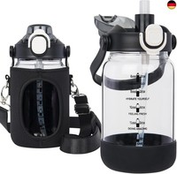 1L Trinkflasche Glas Flasche Mit Strohhalm &Amp; Zeitmarkierung, 1 Liter