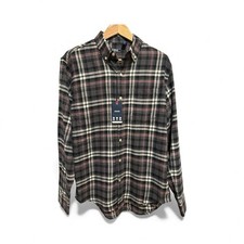 NWT Izod Men  s Long Sleeve Plaid Flannel Button Down Shirt in Gray Bk  Red M