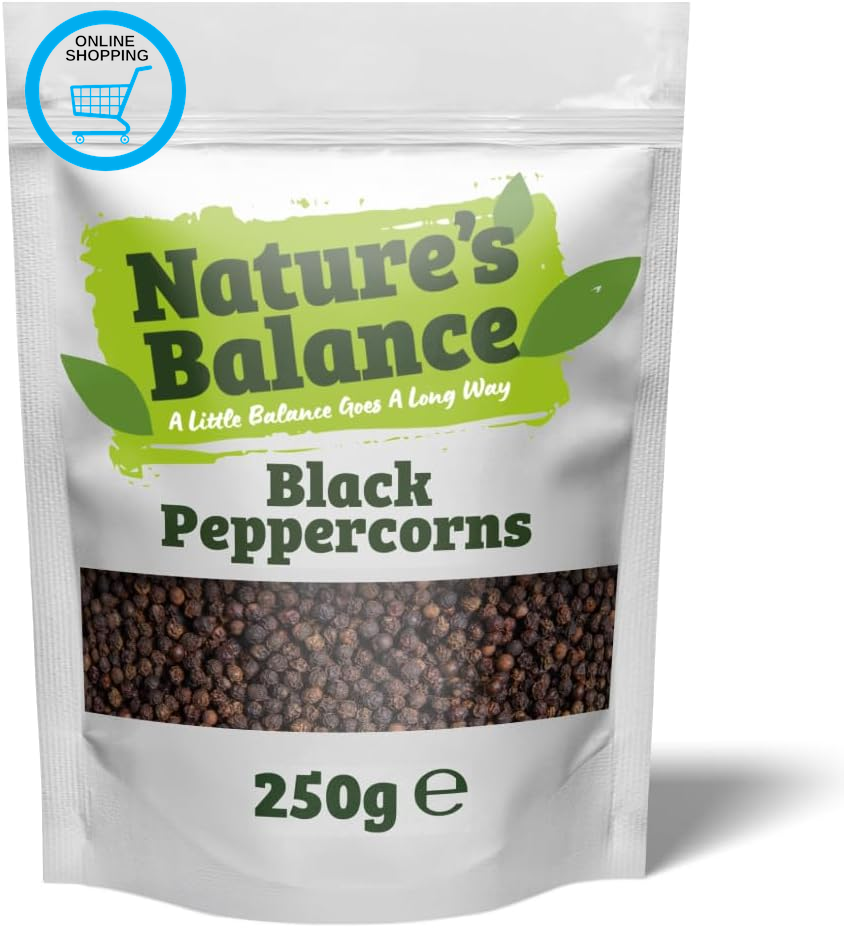 Black Peppercorns 250G Whole Pepper Corns for Pepper Grinder in Resealable Pouch