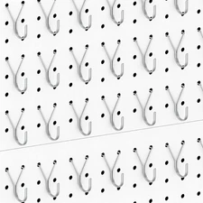 HUHOLE Pegboard Hooks, J-Hook, 1 Inch Silver Pegs 40 Pack, Ideal Display Hooks f