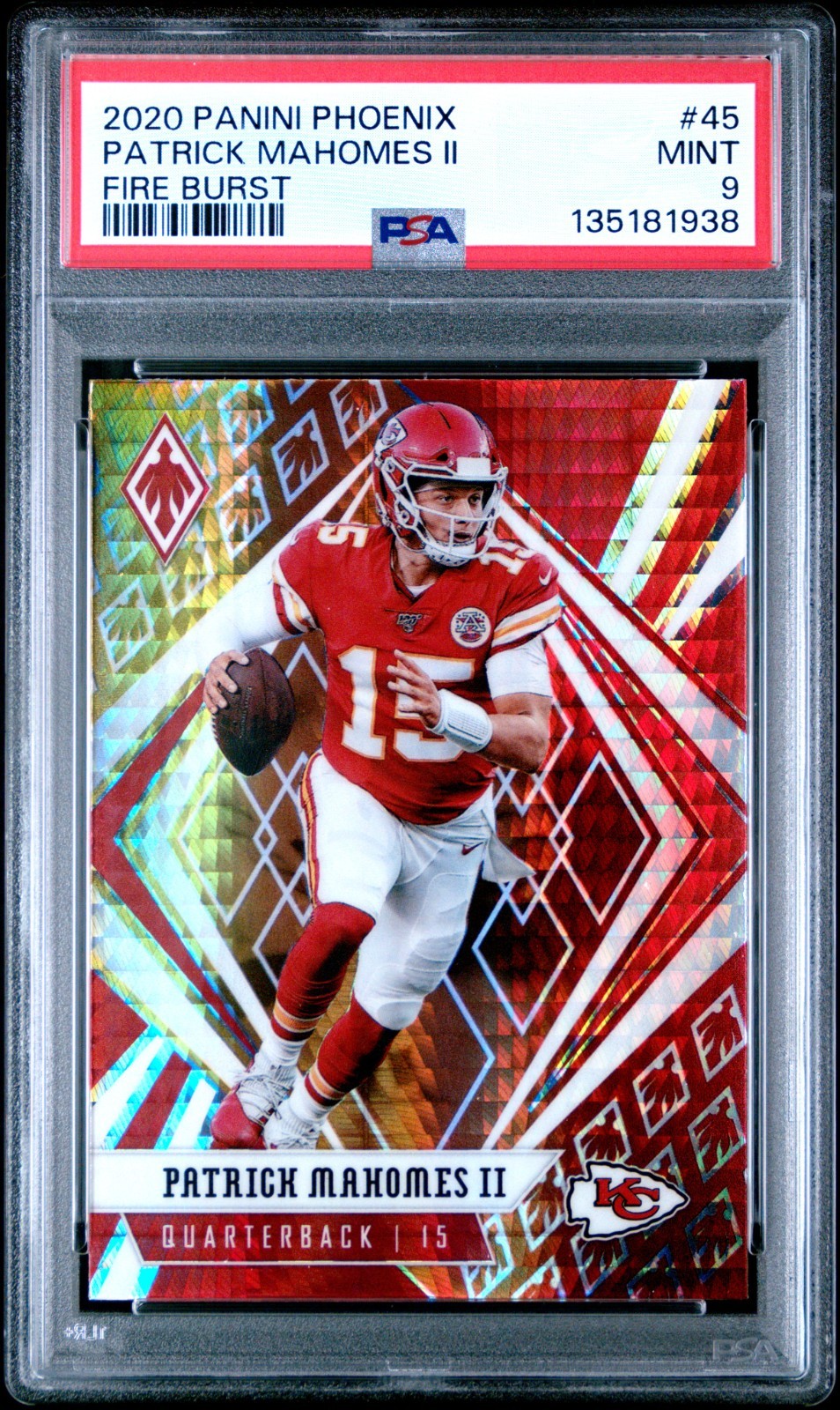 2020 Phoenix PATRICK MAHOMES II Fire Burst #45 PSA 9 MINT Chiefs MVP! 🐐