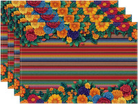 Artoid Mode Bunte Blumen Streifen Halloween Platzsets 30X45Cm 4Er Set