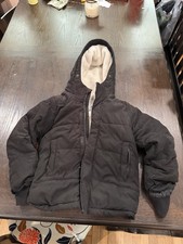 Abercrombie Fitch Kids Winter Coat Sz 7 8 Black Wind Water Resistant Fur Lining