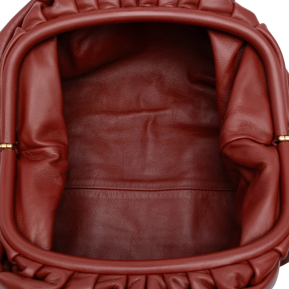 Autenticado Bolso sin asas Bottega Veneta Adolescente Piel de Cordero Rojo Cuero Oscuro Foto 4 de 4