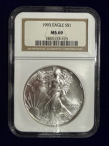 1993 American Silver Eagle NGC MS69 BROWN LABEL