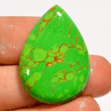 18 Ct Stabilized Green Copper Turquoise Pear Cabochon Loose Gemstone 29X21X4 mm